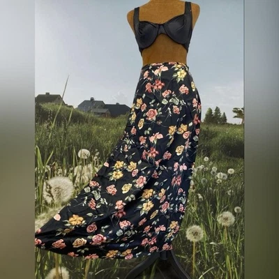 Maxi Falda Vintage Whimsigoth Cottagecore Hada Femenina Romántica Floral Sedosa Foto 1 de 4