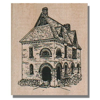 Mounted Rubber Stamp, Old Brick House, Building, Home, Window,Arch,Stone,Rock,sm - Image 1 of 2