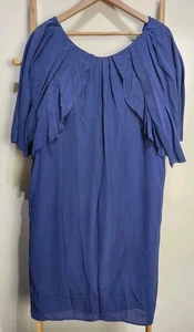 Blue Illusion Short Sleeve Silk Shift Dress Size XL - Picture 1 of 8