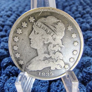 1835 Capped Bust Silver Quarter Fine - Very Fine Cond - Surv. Pop.- 5,250 - Picture 1 of 16