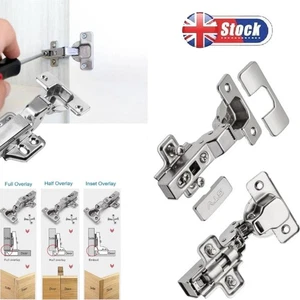 20X Soft Close Kitchen Cupboard Cabinet Door Hinges Slow Shut Full overlay 35mm - Picture 1 of 13
