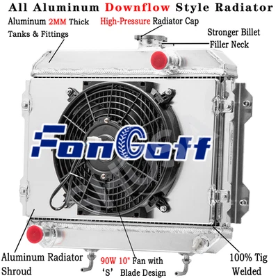 3 Row Aluminum Radiator Shroud Fan for 1978-1985,1981 Toyota Corolla 1.6L AT Foto 1 de 4