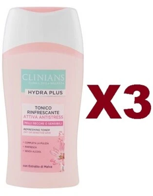 3 PZ CLINIANS TONICO RINFRESCANTE ATTIVA ANTISTRESS PELLI SECCHE SENSIBILI 200ML — 第 1/2 张图片