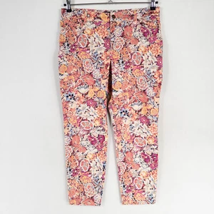 Peruvian Connection Pants Womens Sz US 10 Multicolor Floral Crop Cotton Stretch - Picture 1 of 9
