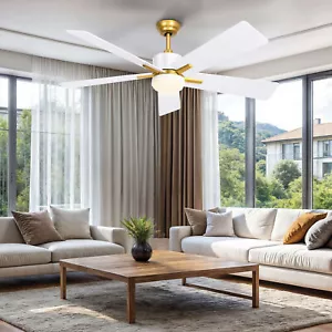 52 Inch Ceiling Fans with Lights Remote & APP Control Indoor Ceiling Fan White - Picture 1 of 9