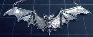 Vampire Bat Pendant Goth Stainless Ball Chain New Alchemy Huge Gothic Necklace - Picture 1 of 14