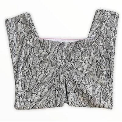 Saint Tropes West Pantalón Tobillo Pierna Recta Estampado Hojas Blanco y Negro Talla 8 Foto 1 de 4