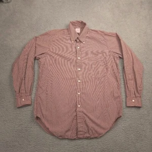 Brooks Brothers Hemd Herren Medium rot weiß Gingham Karo Baumwolle Button Down USA - Bild 1 von 8
