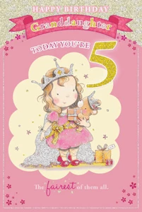 Today You're 5 Little Girl and Bear Design Granddaughter Birthday Card - Picture 1 of 1