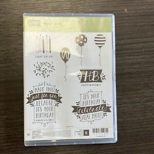 Stampin Up Balloon Bash Set Of 8 Clear Cling Stamps 137144 Birthdays 