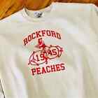 Rockford Peaches sweatshirt pullover tan ivory red graphics athleisure lounge