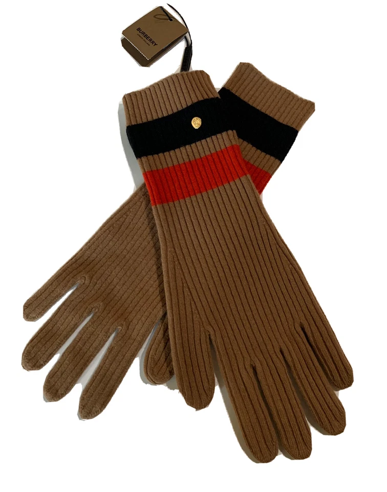Guantes Burberry para hombre/unisex - camel - mezcla de cachemir - logotipo dorado TB - talla S/M - nuevos con etiquetas Foto 1 de 4