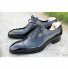 Handmade Men Black Oxford Dress Boots Formal Cowhide Leather Casual Shoes