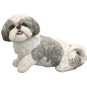 Shih Tzu Figurine Sandicast Original Size - 5 Inch Gray/White - Picture 1 of 1