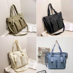 Unisex Nylon Waterproof Handbag School Shoulder Tote Bag Pockets Cross Body - Picture 1 of 21