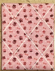 French Bulletin Board Photo Memo Board Pink Dog Paw Bone Print 9.4 x 11.8 inches - Picture 1 of 3