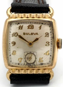 Vintage BULOVA Watch Swiss Made 15 Jewels Runs New Strap 10BC 50's - Picture 1 of 9