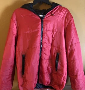 Mens Red Quilted Nylon Coat 4x hooded zipper jacket NWT - Picture 1 of 8