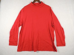 Women's Turtleneck Lane Bryant 26/28 Red Shirt Top Long Sleeve Ribbed Layering - Picture 1 of 6