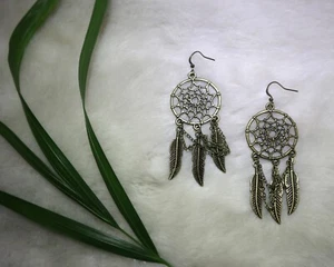 Handmade Boho Ethnic Hippie Retro Antiqued Bronze Dangle Charms Earrings - Picture 1 of 2