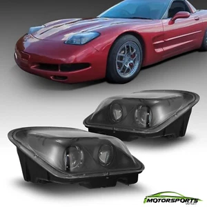 For 1997-2004 Chevy Corvette C5 Projector Black Headlights Replacement Pair - Picture 1 of 5