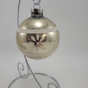 Vintage Shiny Brite 2 7/8" Quecksilber Glas Ornament gestreift bemalt Stern - Bild 1 von 6