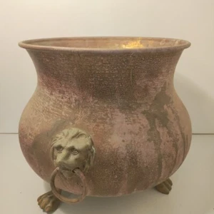 Sehr guter Zustand Löwenköpfe Messing 3-beinige Pfoten Pflanzgefäß Jardiniere Pflanztopf Schale 10" Höhe - Bild 1 von 19