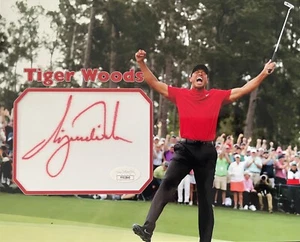 Tiger Woods Signed 8x10 Custom Cut Photo JSA LOA 2019 Masters Champion Golf - Picture 1 of 3