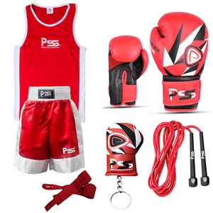 Kinder Boxhandschuhe Uniform Focus Pad Hand Wrap rot Set Kickboxen Punching Fight - Bild 1 von 12