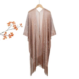 Women Summer Beach Cover Up Tassel Cape Wrap Shawl Open Cardigan Blouse Smock - Picture 1 of 28