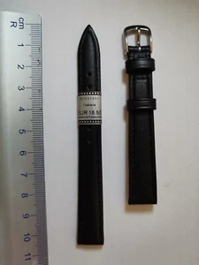 Rios 1931 Uhrenarmband Echtleder Schwarz, "Toscana"  12mm breit, NEU - Bild 1 von 2