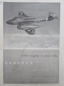 7/46 PUB GLOSTER FLUGZEUG METEORROLLEN DERWENT MOTOREN ORIGINAL ANZEIGE - Bild 1 von 1