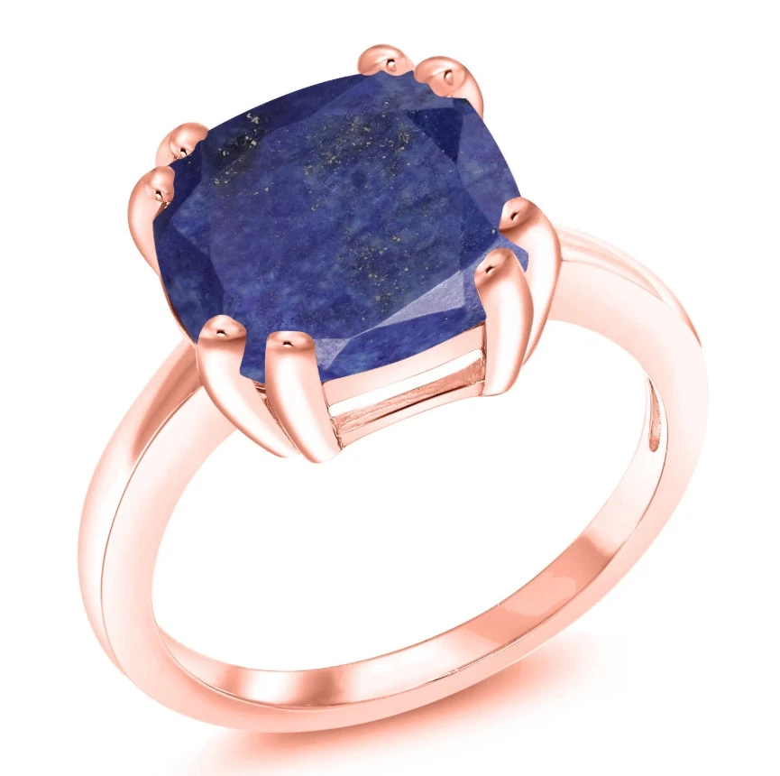 Anillo Lapislázuli Chapado en Oro 14k Anillo Plata 925 Cojín Anillo Regalo Navidad Foto 1 de 4