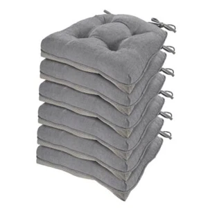 Chair Cushions for Dining Chairs Set of 6 - Chenille 6 Count (Pack of 1) Grey - Picture 1 of 8