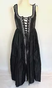Black Brocade Silver Trim Corset Top Irish Gown Medieval Renaissance Dress #10 - Picture 1 of 3