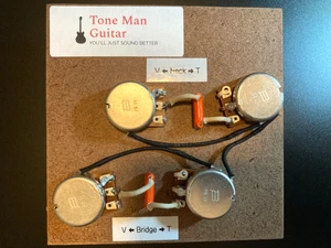 Prewired Upgrade Wiring Kit Gibson Les Paul Long Shaft Pots Orange Drop Caps - Picture 1 of 3