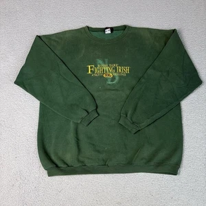 Vintage Notre Dame Fighting Irish Sweatshirt Adult 2XL Green Embroidered Faded - Picture 1 of 17