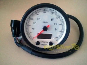 Strumento contachilometri/contagiri Acewell CA085 fondo bianco 210km/h - Picture 1 of 2