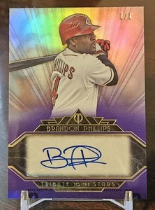 2014 Topps Tribute - Tribute To The Stars Auto Purple 1/1 Brandon Phillips - Picture 1 of 2