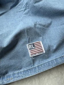 Vintage Ralph Lauren Denim Jeans Bettbezug Twin Size Flagge blau Made in USA - Bild 1 von 12