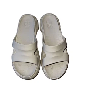 Givenchy Rubber Sliders Sandals Mens Beige Ivory Logo Slip On Pool Slide - Picture 1 of 7