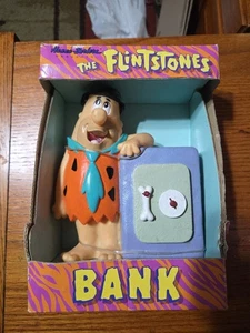 Vintage Fred Flinstone & Safe Plastic Piggy Coin Bank 7" 1992 - Picture 1 of 5
