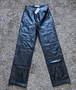 Abercrombie & Fitch Vegane Lederhose Damen 26/2 Schwarz The 90’s Relaxed - Bild 1 von 16