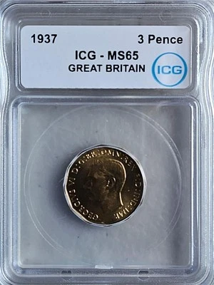 Gran Bretaña 3 peniques 1937 ICG MS 65 Foto 1 de 2