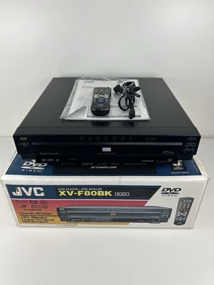 JVC XV-F80BK 7-Disc ProgressiveScan DVD/CD Changer W/ Remote + Box & Manual - Image 1 of 4