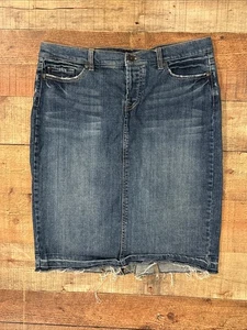 Womens Size 10 Jean Distressed Skirt Button Fly Raw Ham - Picture 1 of 7