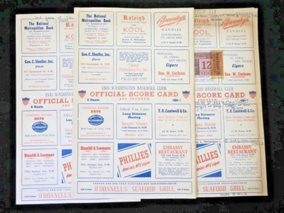 3 Vintage 1945 Washington Senators Baseball Programs Scorecards & 1 Ticket Stub - Image 1 of 4