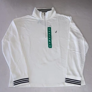 Maglione Nautica 1/4 Zip Donna Taglia XL Bianco Con Accento Blu Navy Maglione - Foto 1 di 13