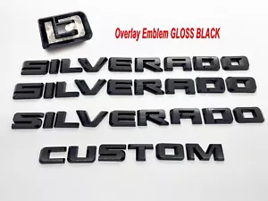 Kit de placa de identificación con emblema personalizado Silverado negro brillante Fit 2019-2025 superposición - Imagen 1 de 6