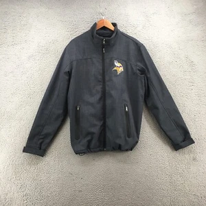 NFL Windbreaker Jacket Men L Gray Minisota Long Sleeve Mock Neck Full Zip Casual - Picture 1 of 19